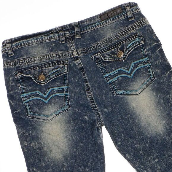 CJ Black Mens Relaxed Straight Flex Jeans 36x32 Actual 35x28 Distressed Blue - Picture 4 of 11
